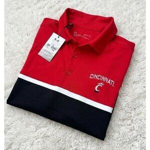 Cincinnati Bearcats Polo Shirt Mens S Red Under Armour Title Performance NCAA